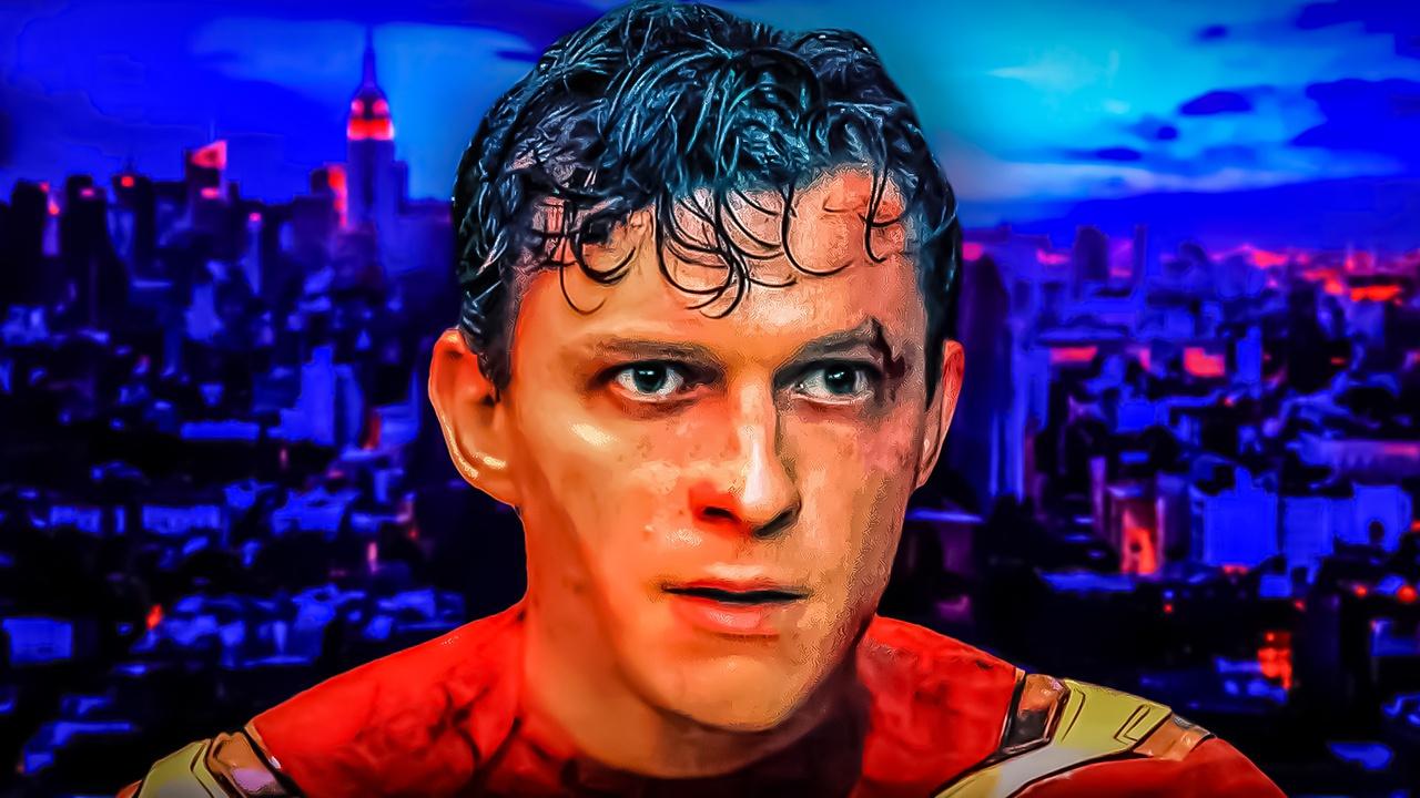 Spider-Man, played by Tom Holland, with no mask