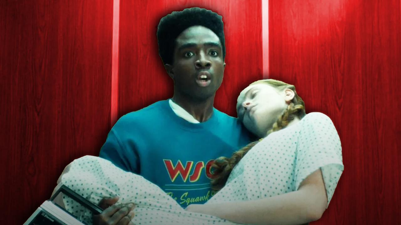 Lucas holding Max in Stranger Things 5