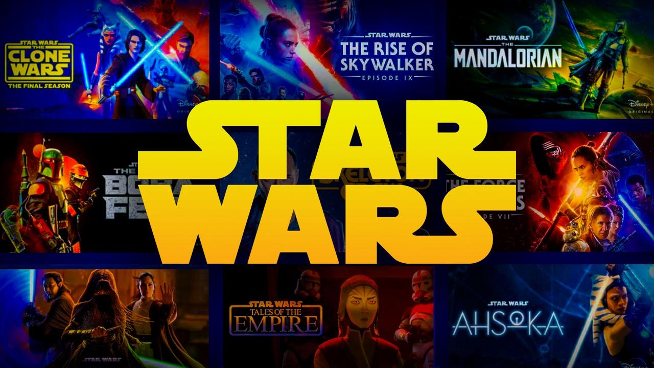 Star Wars movies and shows with logo in front