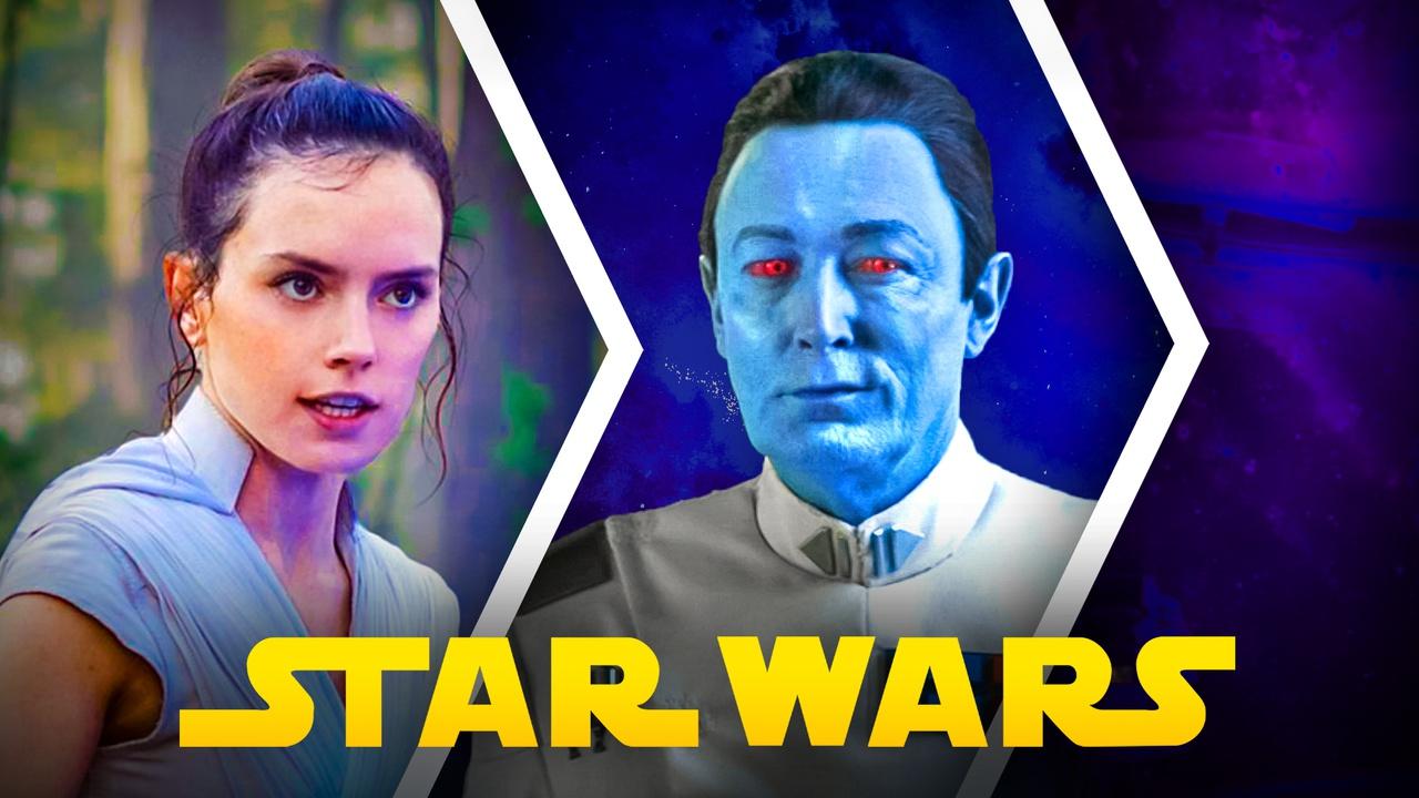 Rey, Thrawn, Star Wars logo