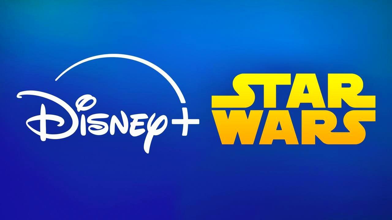 Star Wars and Disney Plus logos in blue background