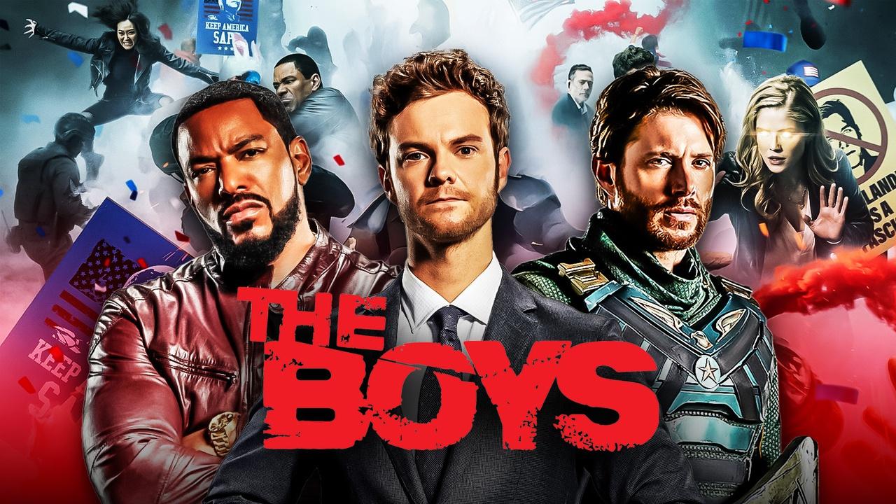 MM, Hughie and Soldier Boy; The Boys Logo.