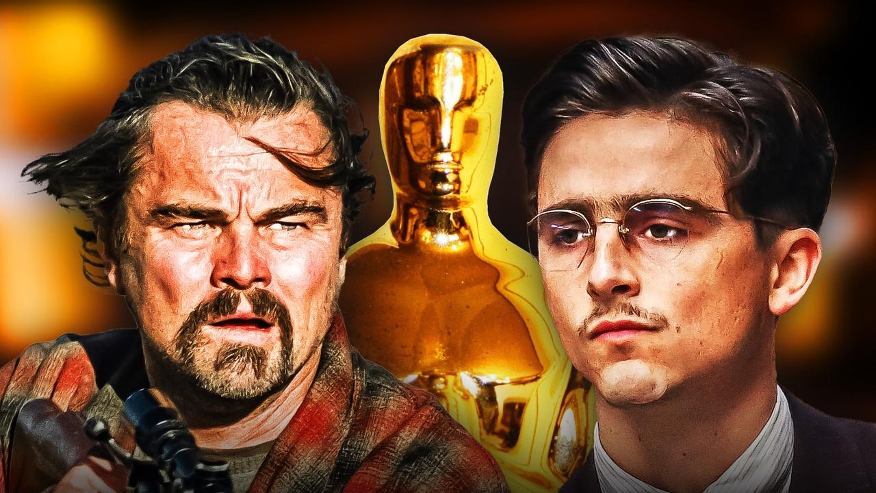 Leonardo DiCaprio as Bob alongside Timothée Chalamet as Marty Mauser.