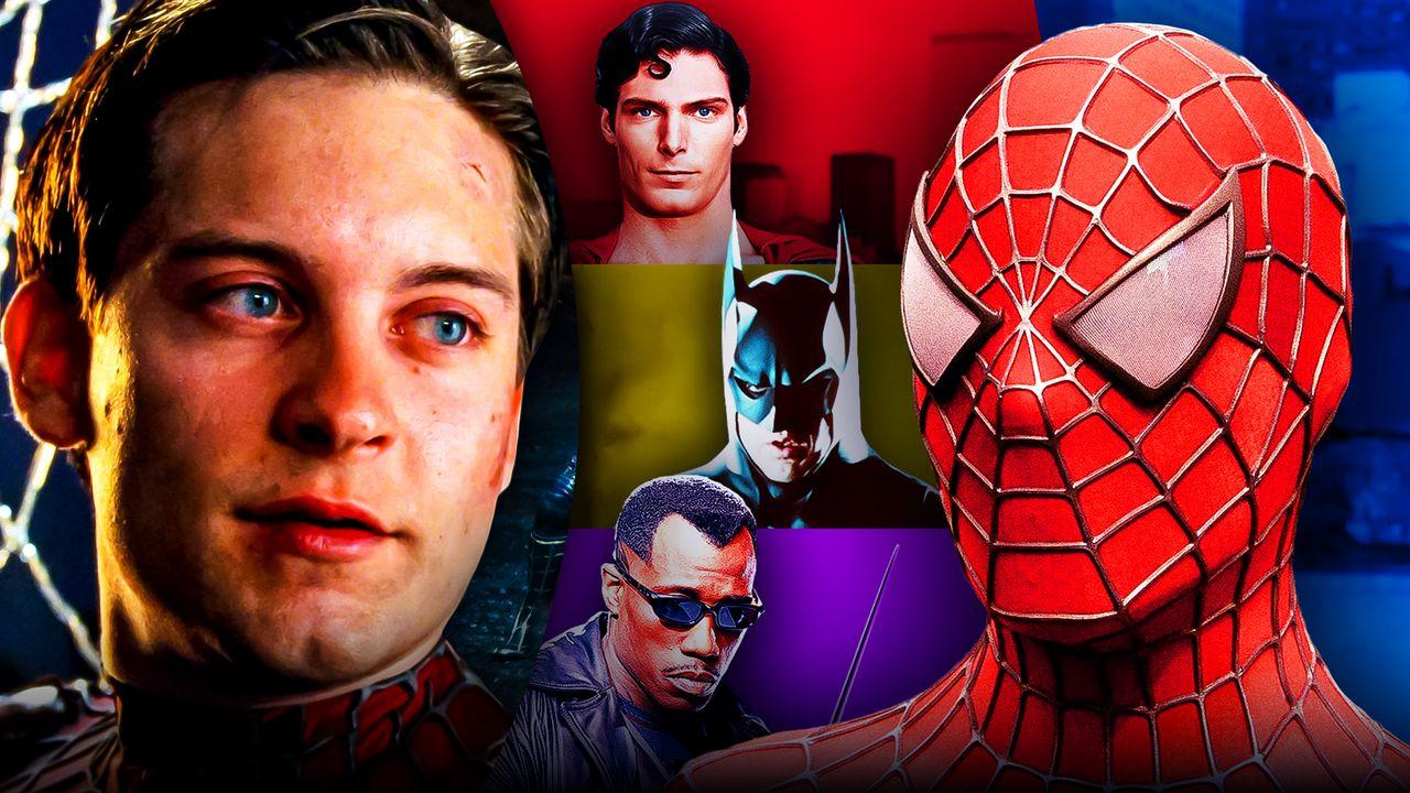 Tobey Maguire trong vai Người nhện, Siêu nhân, Người dơi, Lưỡi kiếm