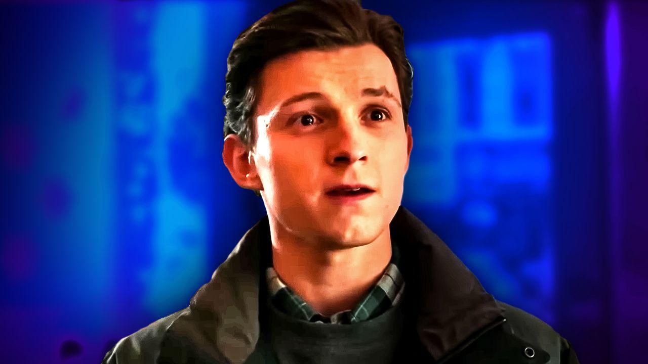 Tom Holland at the end of Spider-Man No Way Home