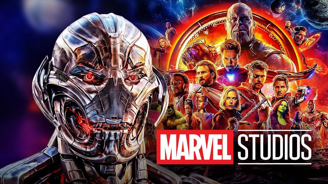 Ultron, Avengers: Infinity War cast, Marvel Studios logo.