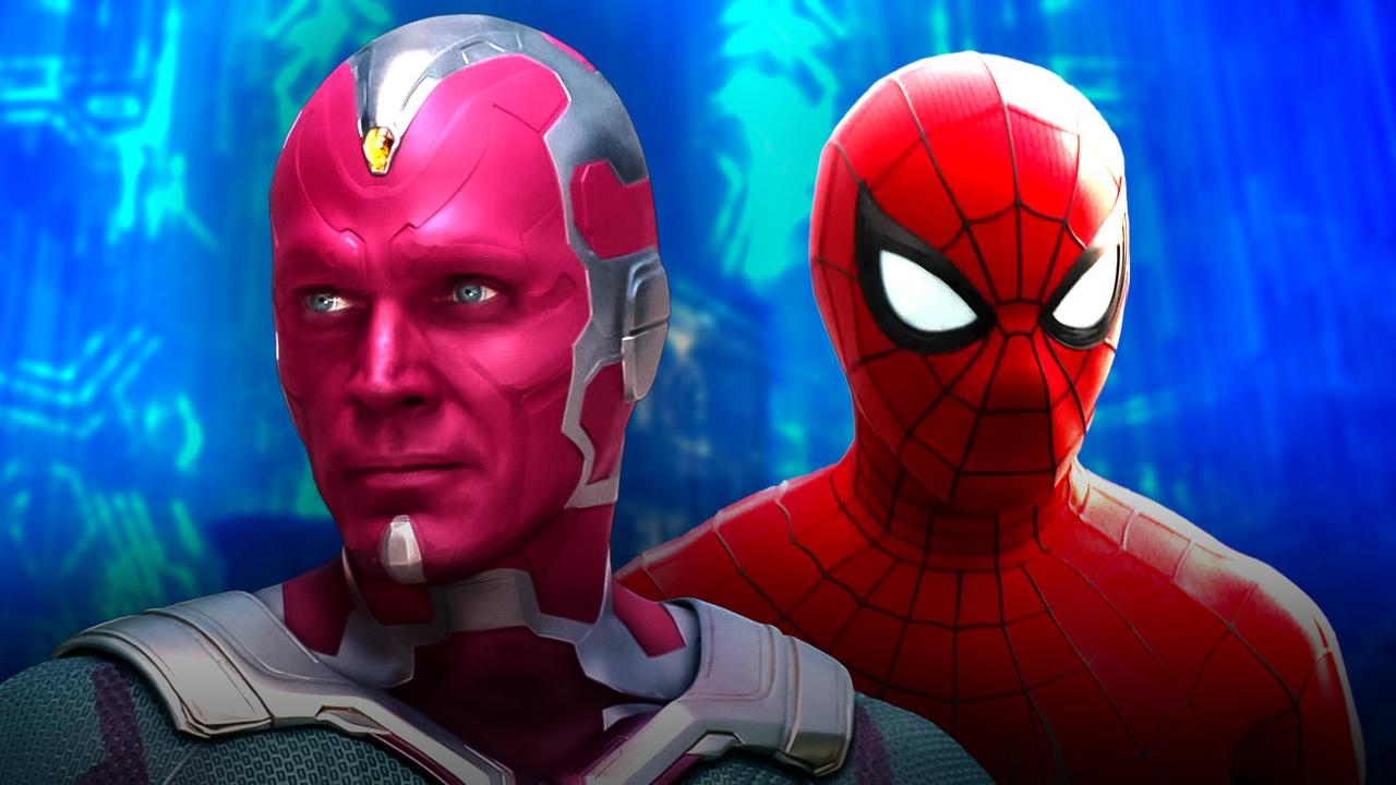 Paul Bettany as Vision with Tom Holland's Spider-Man.