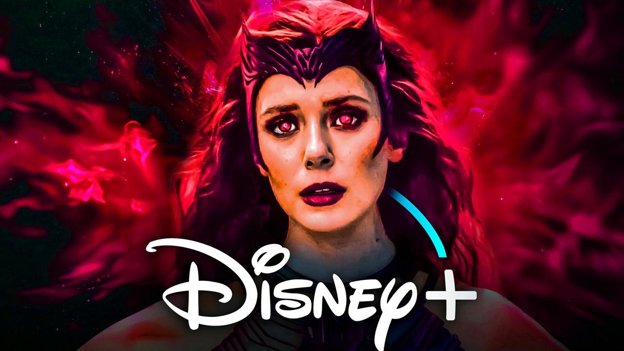 Wanda in WandaVision, Disney Plus logo
