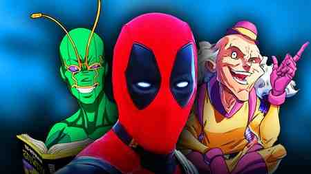 Marvel's Deadpool alongside DC's Ambush Bug and Mr. Mxyzptlk.