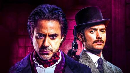 Robert Downey Jr. as Sherlock Holmes and Jude Law as John Watson.
