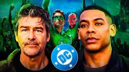 DC logo, Lanterns Kyle Chandler and Aaron Pierre