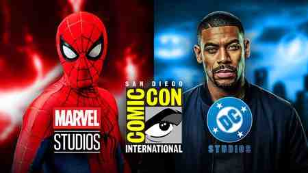 Spider-Man, Green Lantern John Stewart, Logos for Marvel Studios, DC, San Diego Comic Con