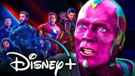MCU superheroes, Vision, Disney Plus logo