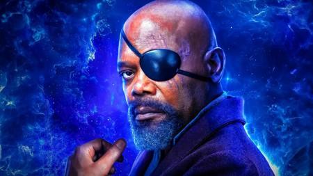 Samuel L. Jackson as Nick Fury in The Marvels poster