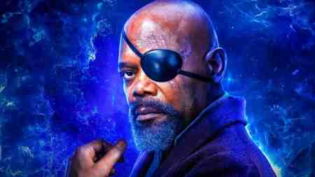 Samuel L. Jackson as Nick Fury in The Marvels poster