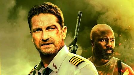 Gerard Butler's and Mike Colter in Plane movie poster.