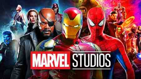 X-Men and Avengers characters Nick Fury, Iron Man, Spider-Man, Marvel Studios logo
