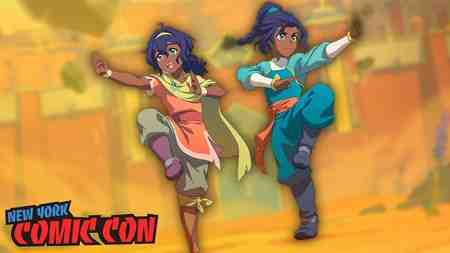 Pavi and Nisha in Avatar Seven Havens with New York Comic-Con Logo.