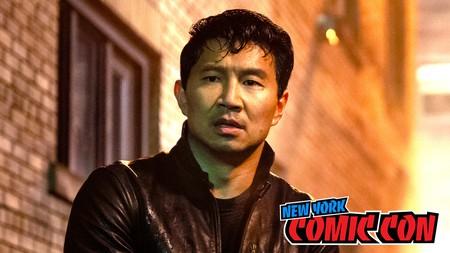 Simu Liu in The Copenhagen Test; New York Comic-Con logo.