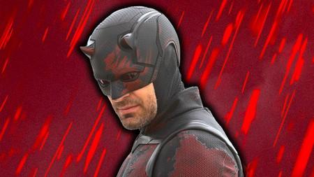 Daredevil in Born Again Season 2 against a backdrop of red rain.