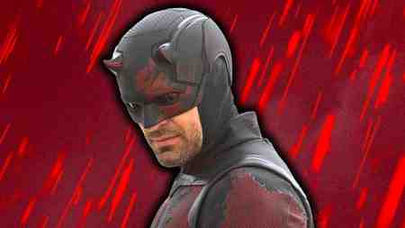 Daredevil in Born Again Season 2 against a backdrop of red rain.
