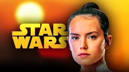 Rey next to the Star Wars logo.