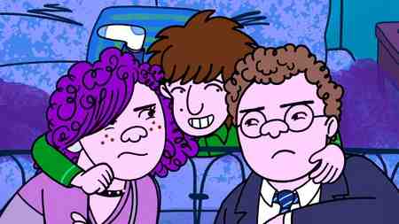 Avi, Jen, and Yoshi in Long Story Short.