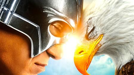 John Cena's Peacemaker touching foreheads with a Bald Eagle.