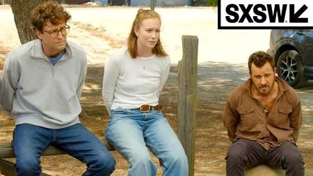 Seekers of Infinite Love lead characters being arrested; SXSW logo.