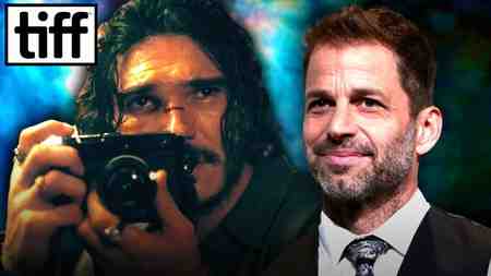 Fra Fee in The Last Photograph with Zack Snyder and TIFF logo in the top left corner.