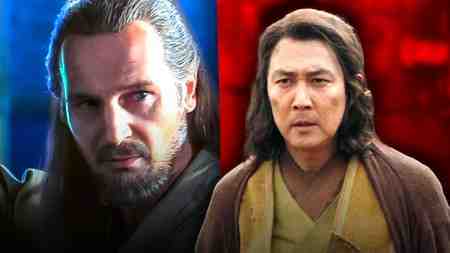 Liam Neeson as Qui Gon Jin next to Lee Jung-jae as Master Sol