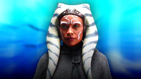 Rosario Dawson Ahsoka Blue background.