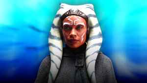 Rosario Dawson Ahsoka Blue background.