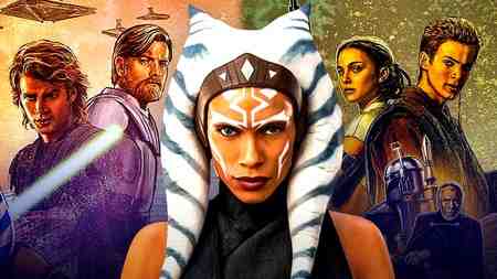 Anakin Skywalker, Obi-Wan Kenobi, Ahsoka Tano, Padme Amidala, young Anakin Skywalker, and Boba Fett.