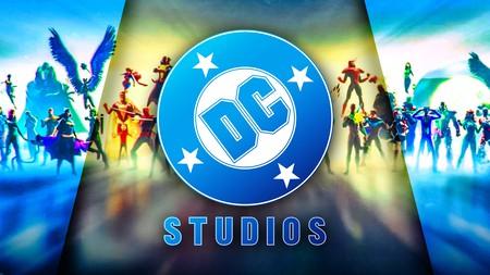 DC Studios logo with Justice League background