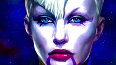 Close up of Asajj Ventress from Star Wars.