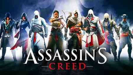 Assassin's Creed franchise main characters and logo