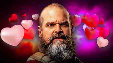 David Harbour as Red Guardian with love hearts