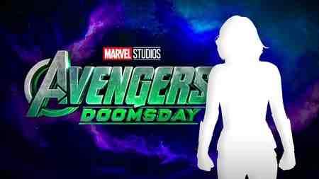 Avengers Doomsday logo, superhero silhouette