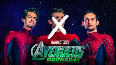 Spider-Men Tobey, Andrew, Tom with Avengers Doomsday logo