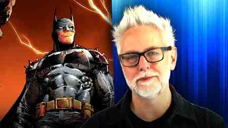 James Gunn next to Batman from DC Comics