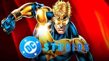 Booster Gold from DC Comics with DC Studios logo.