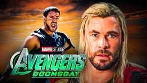 Chris Hemsworth, Avengers Doomsday logo, Russell Crowe in Gladiator movie