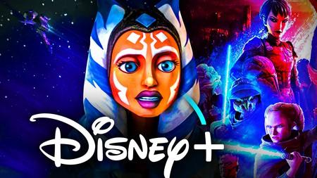Clone Wars Ahsoka, Disney Plus logo, Maul Shadow Lord characters