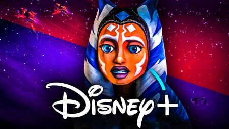 Ahsoka in animated Clone Wars series, Disney plus logo