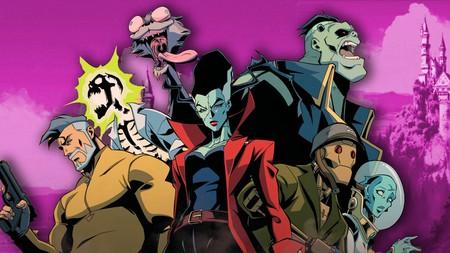 Creature Commandos animated roster on pink background.