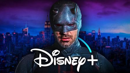Daredevil Born Again Black Suit, Disney Plus logo