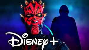 Darth Maul, Disney Plus logo, Star Wars villain silhouette