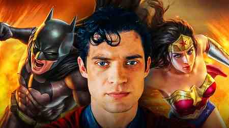 DCU Justice League heroes; Superman with Batman and Wonder Woman art.