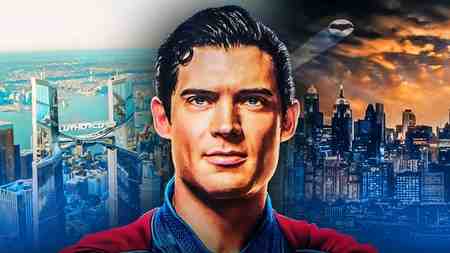 Superman with DC cities Metropolis and Gotham